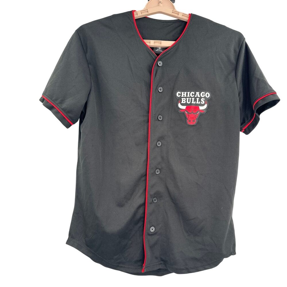 Chicago Bulls 66 NBA basketball jersey button down black and red size S